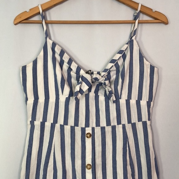 Derek & Heart Shoulder Strap Blue/White Stripe Mini Dress Size L - Picture 3 of 10